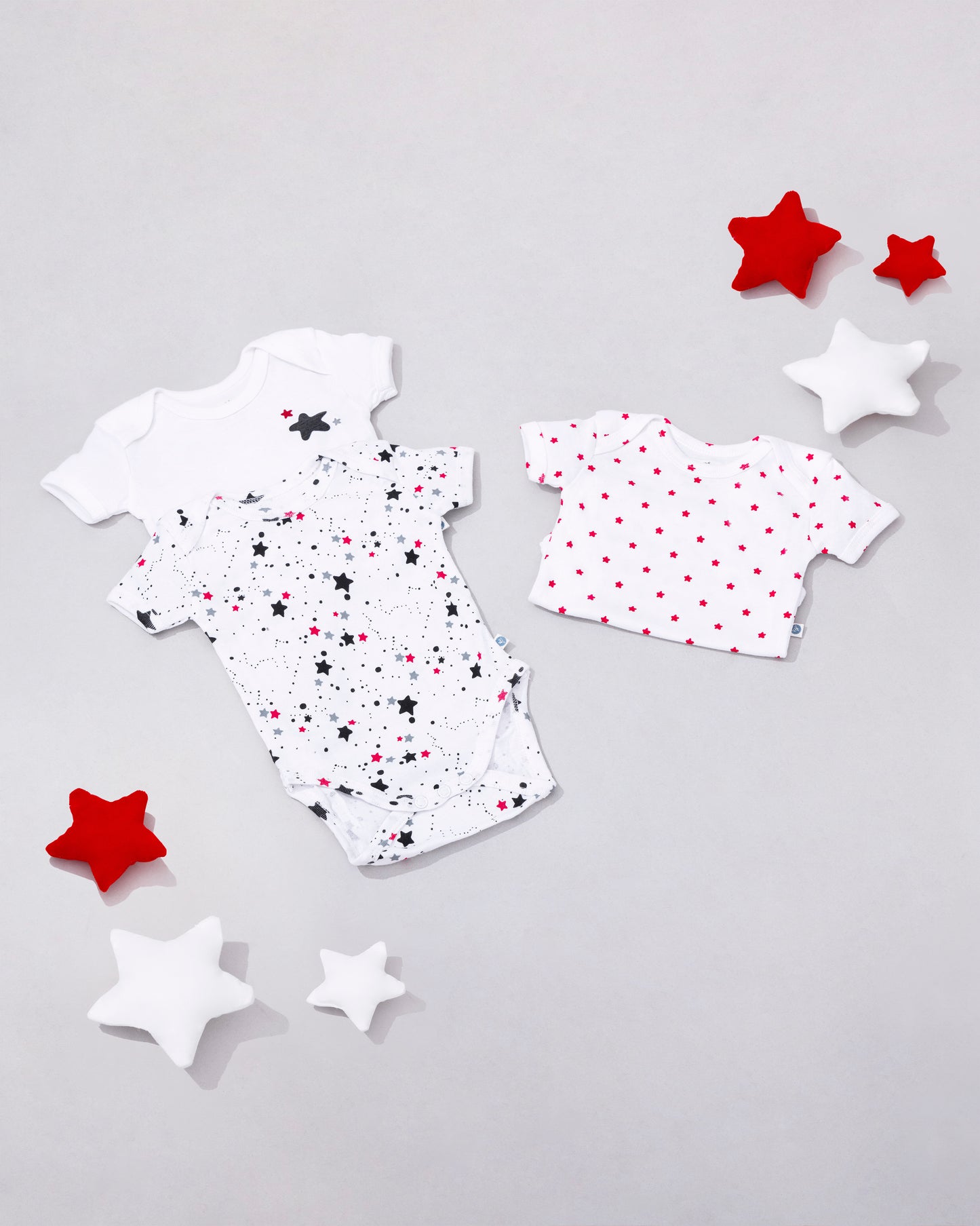 STARS - Half Sleeve - Organic Baby Romper - Set of 3