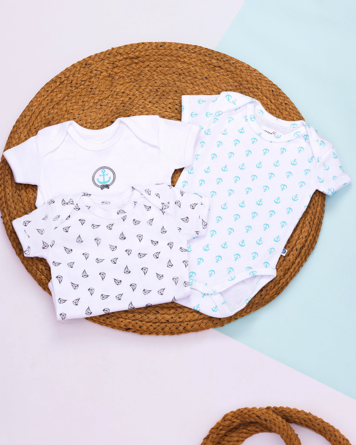 ANCHOR - Half Sleeve - Organic Baby Romper - Set of 3