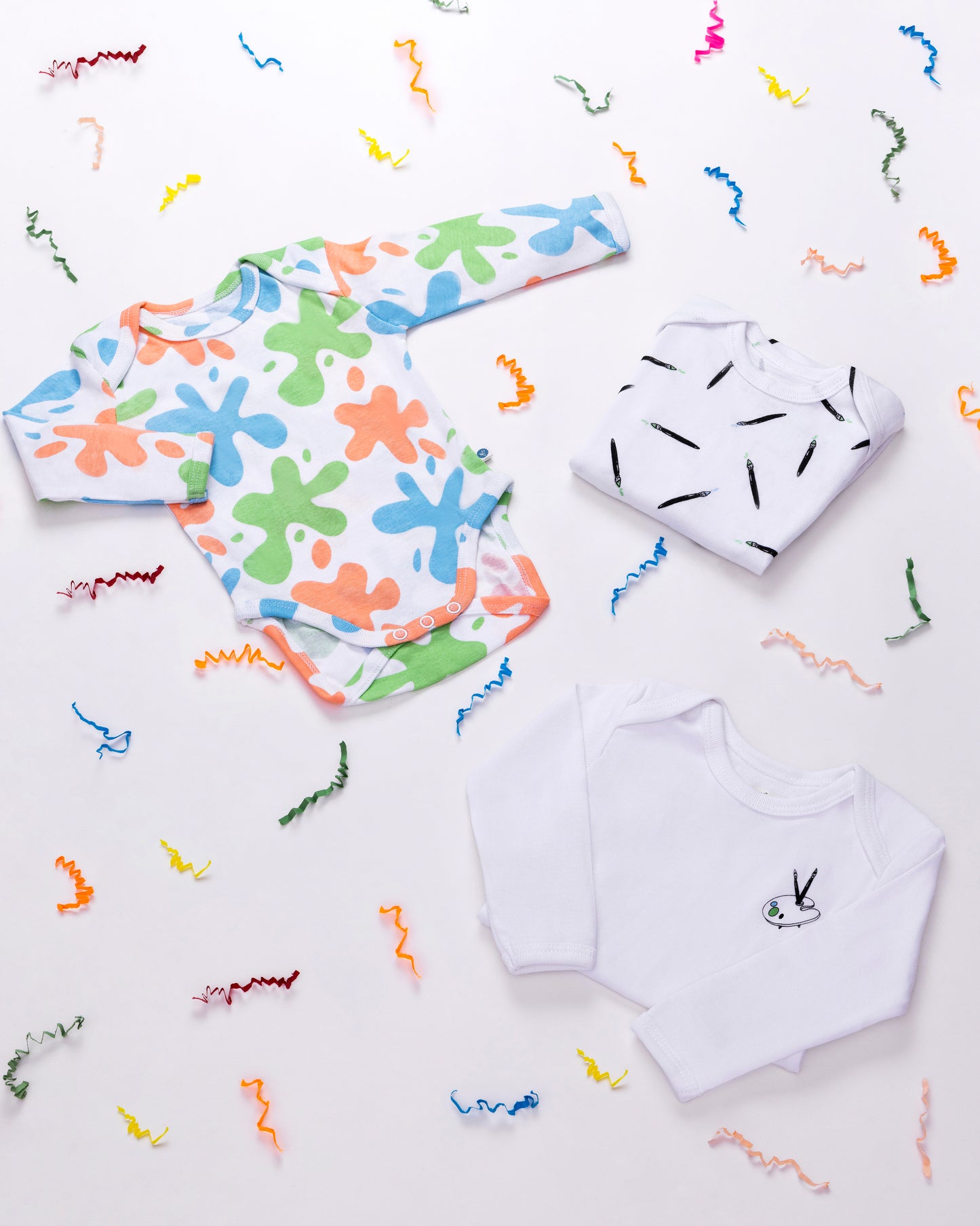ART SPLASH - Full Sleeve - Organic Baby Romper - Set of 3