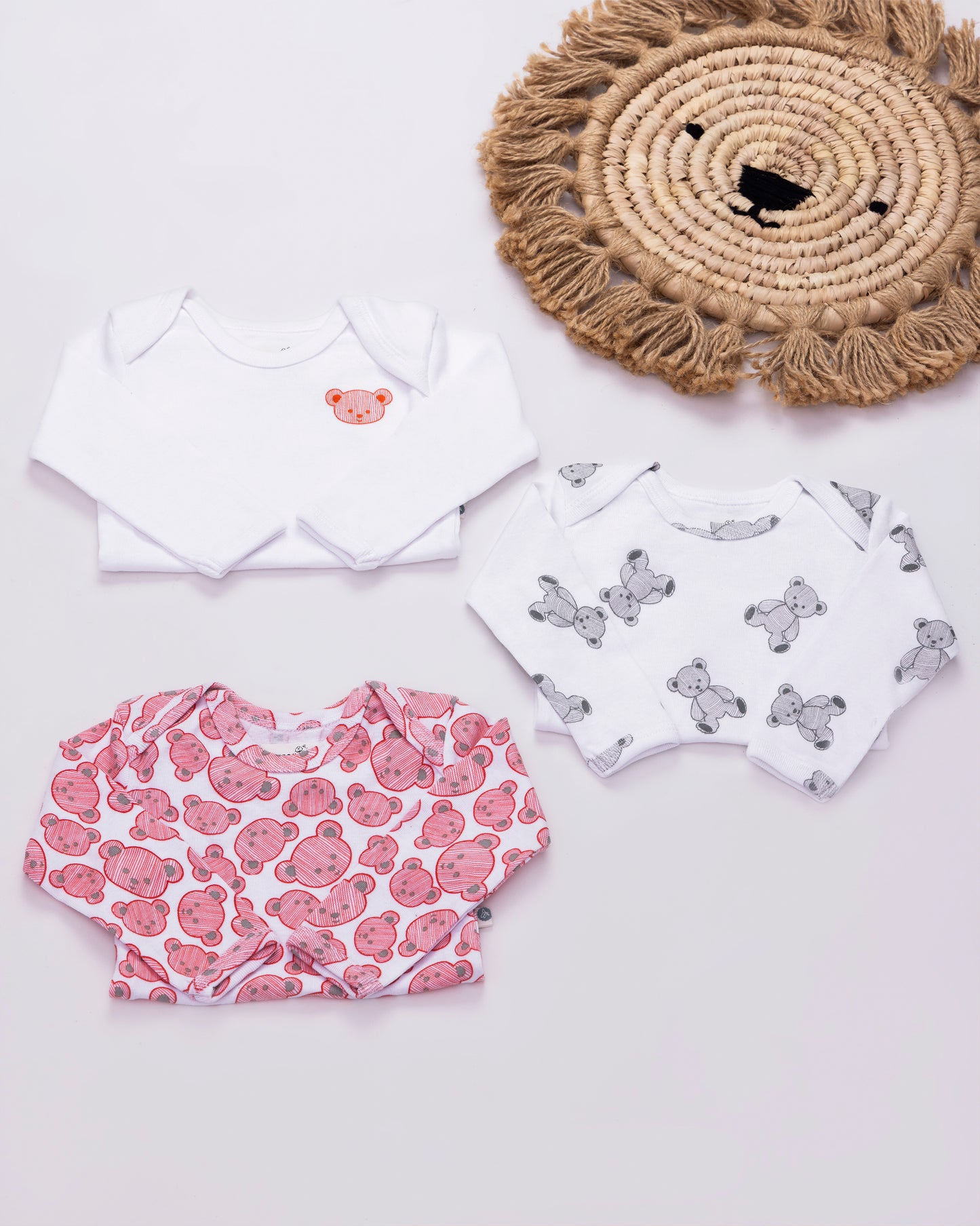 TEDDY - Full Sleeve - Organic Baby Romper - Set of 3