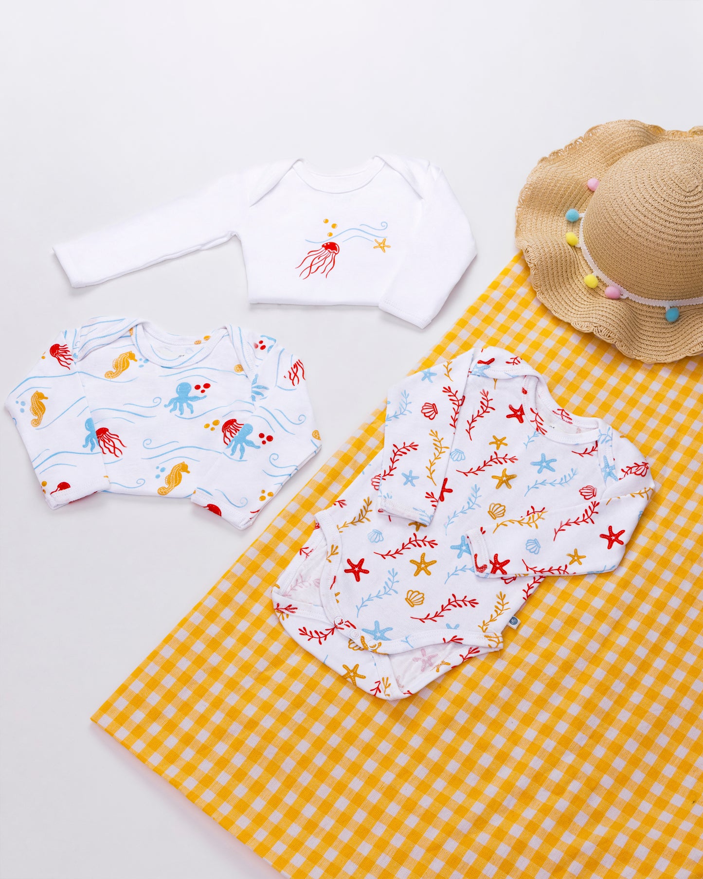 SEA WORLD - Full Sleeve - Organic Baby Romper - Set of 3