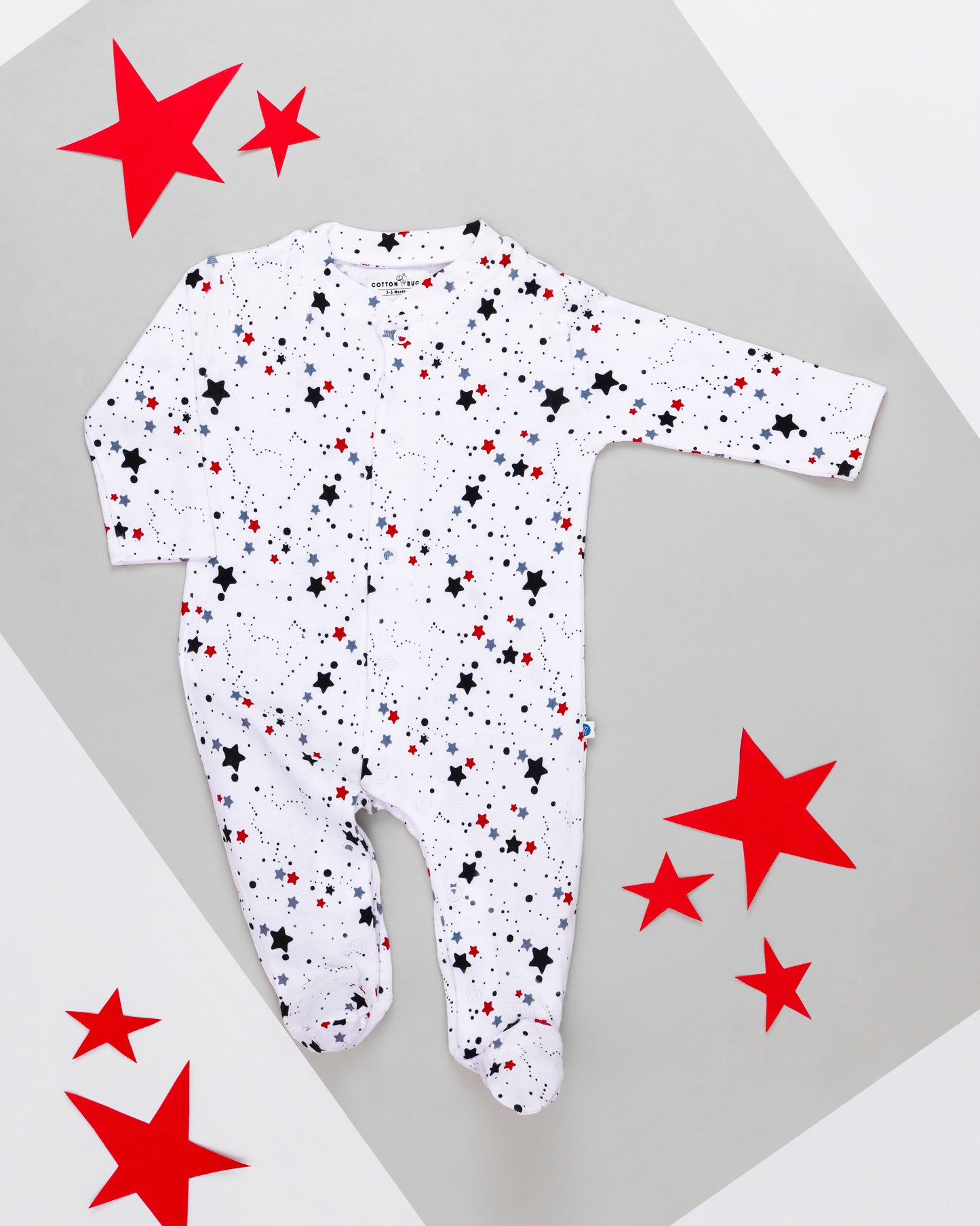 STARS - Full Pyjama Organic Baby Romper