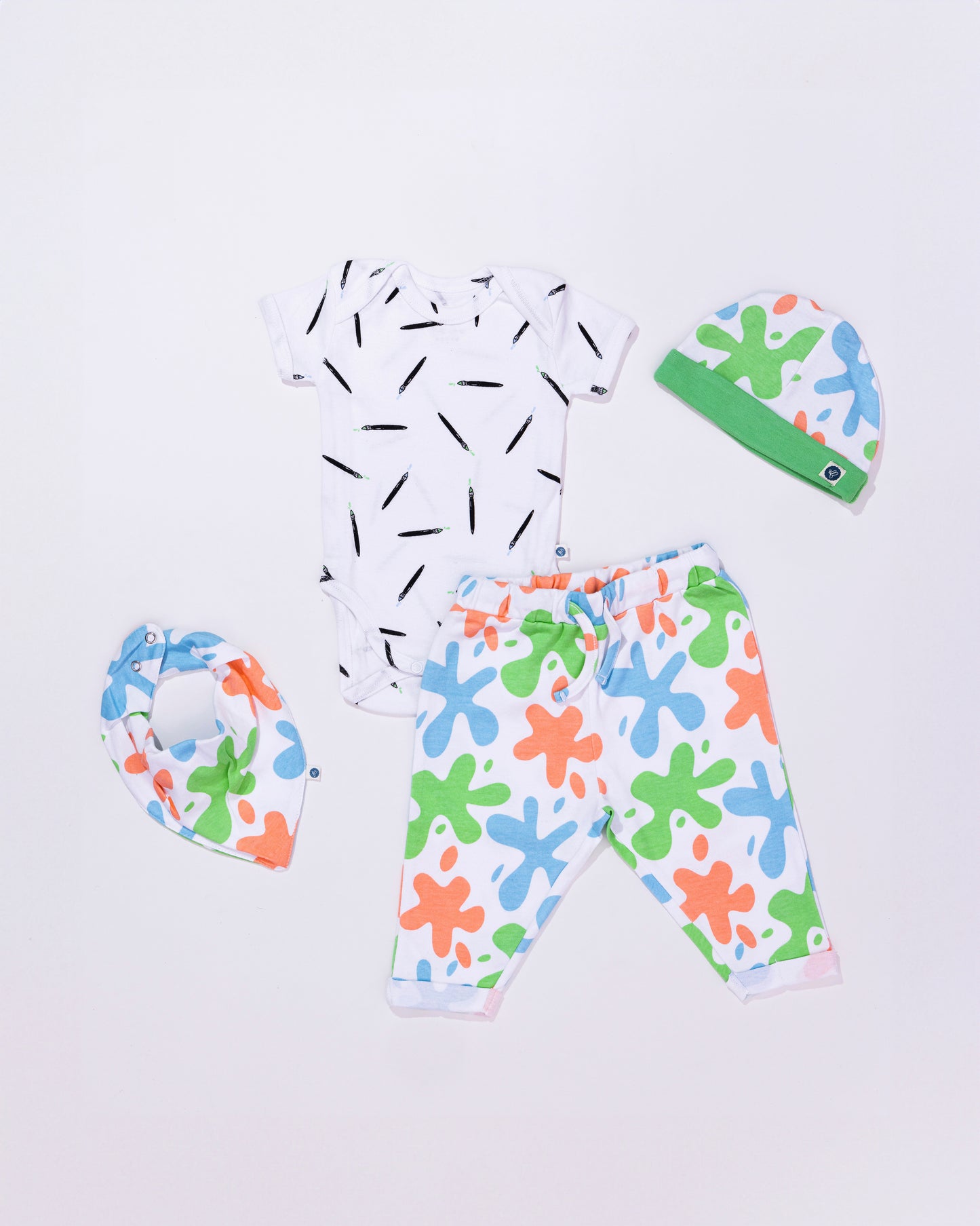 ART SPLASH - Half Sleeve - Organic Baby Romper - Set of 3