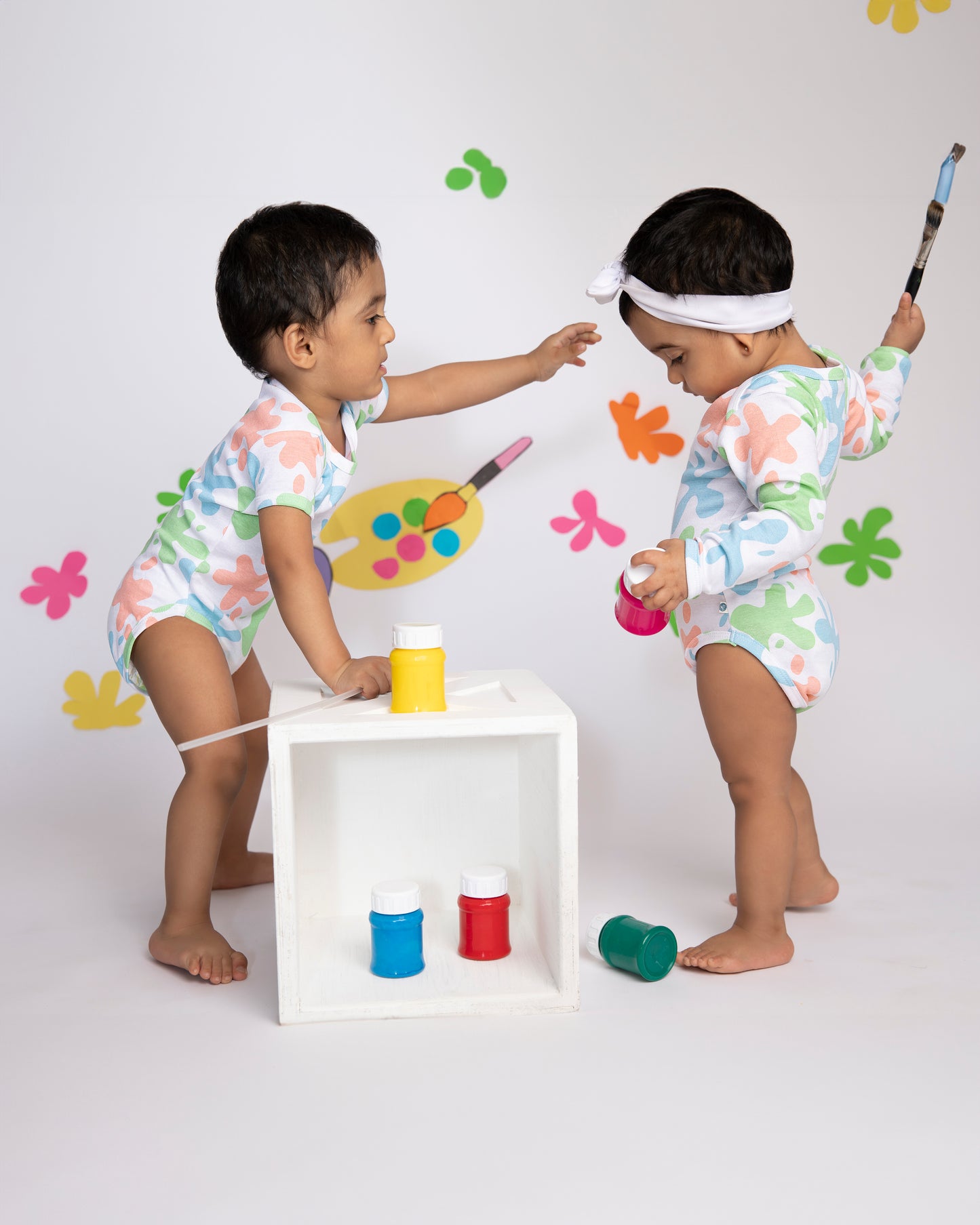 ART SPLASH - Half Sleeve - Organic Baby Romper - Set of 3