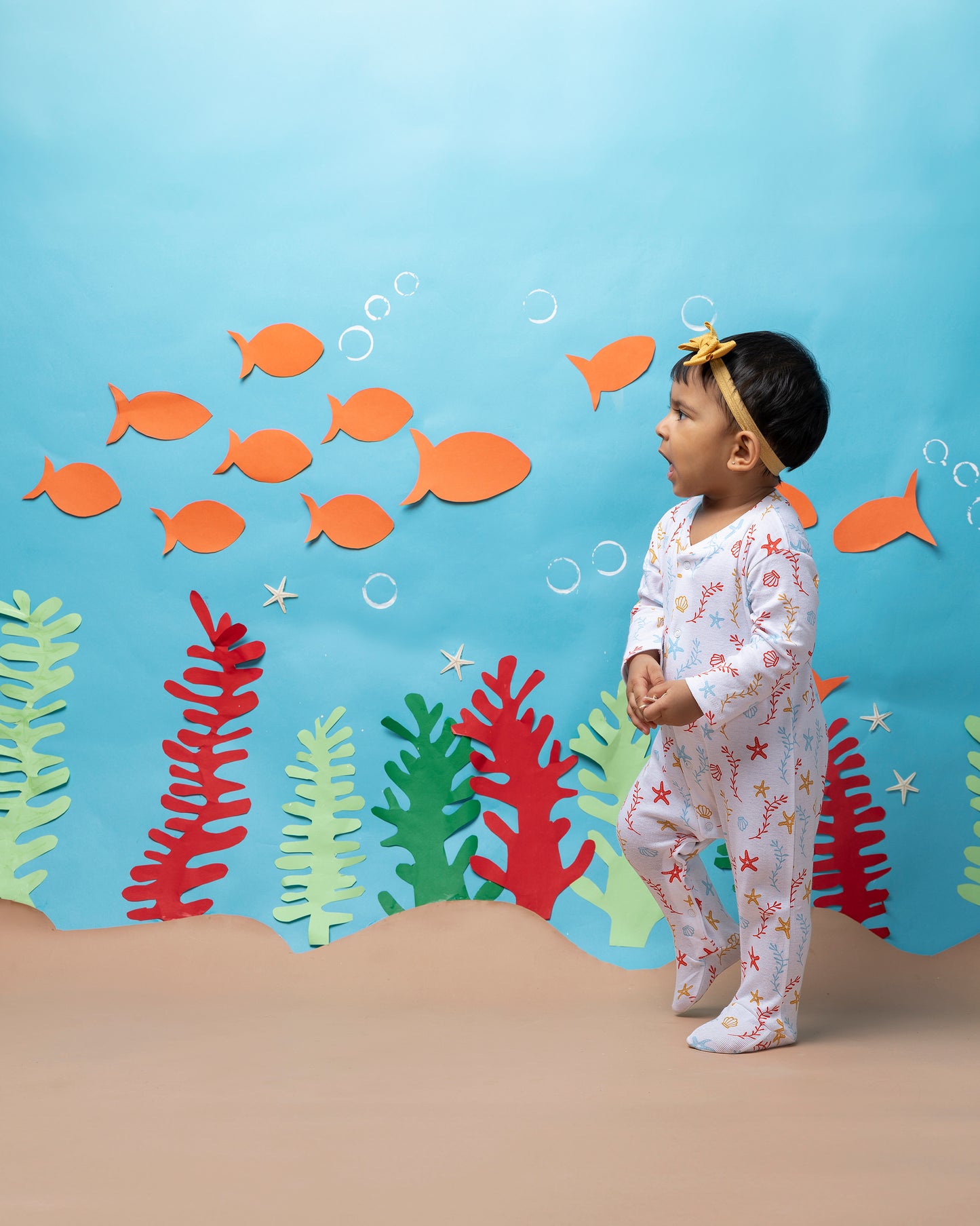 SEA WORLD - Full Pyjama Organic Baby Romper