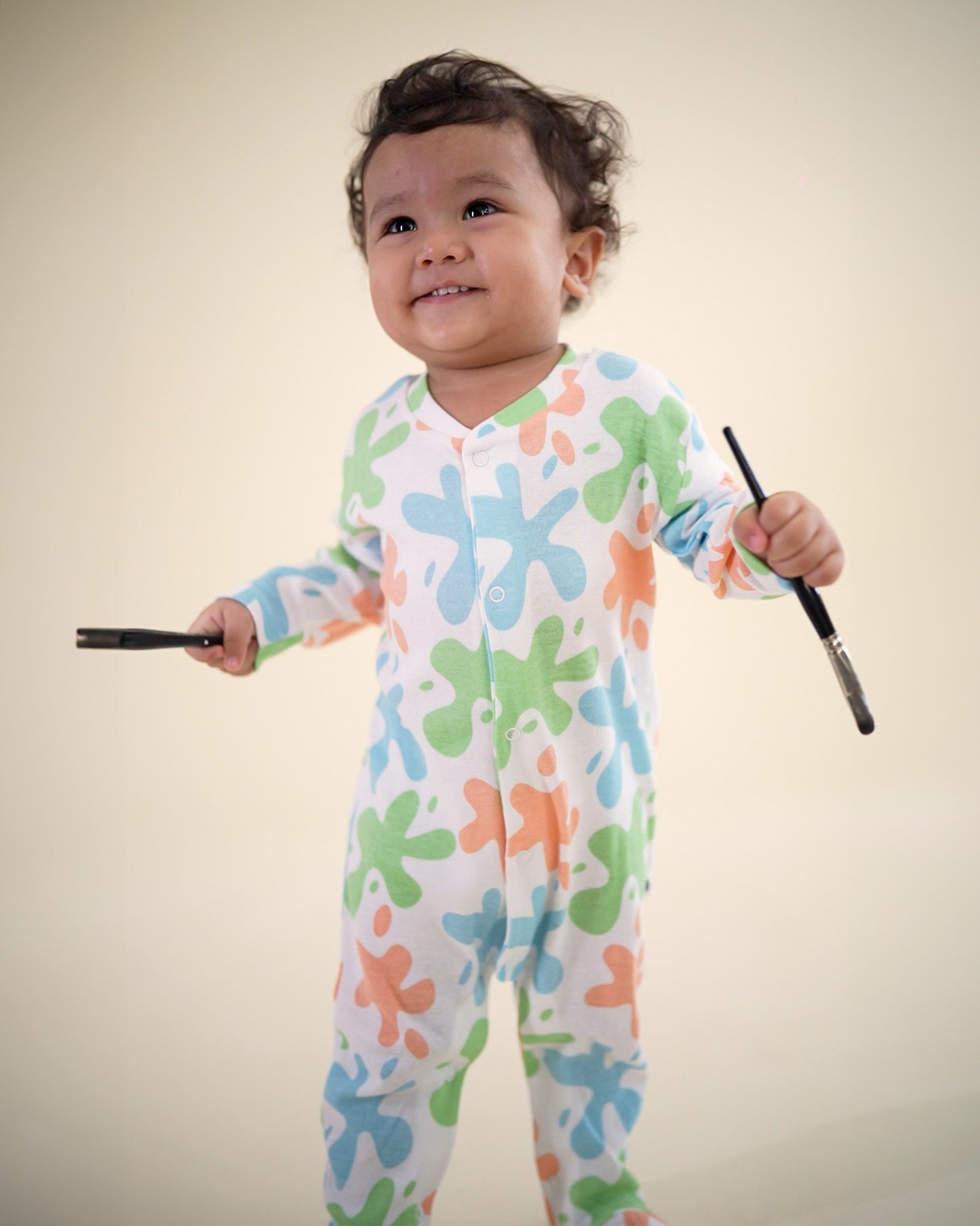 ART SPLASH - Full Pyjama Organic Baby Romper