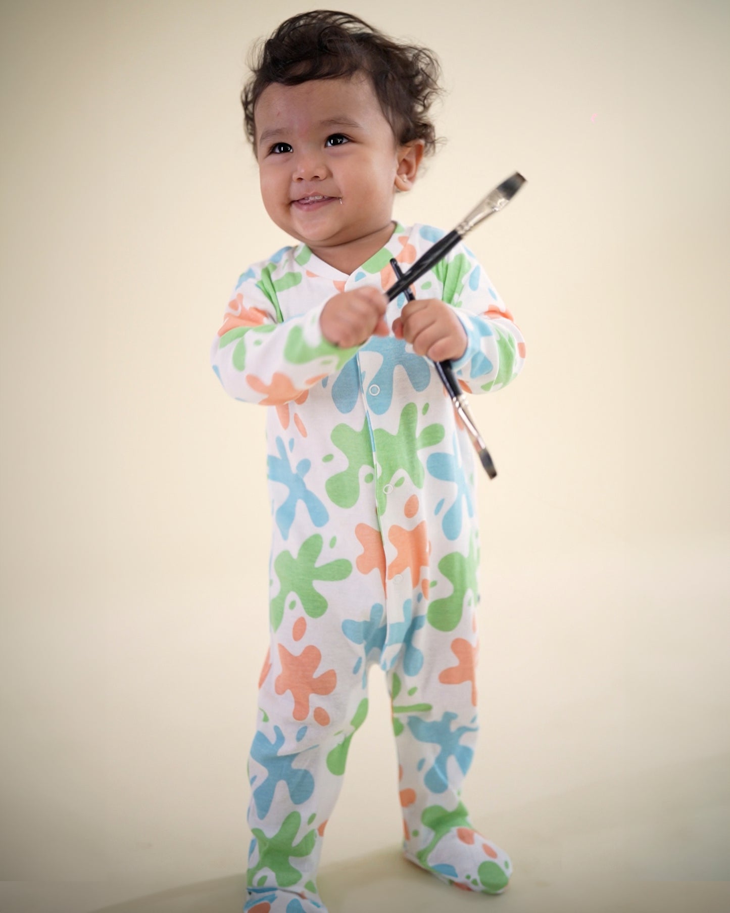 ART SPLASH - Full Pyjama Organic Baby Romper