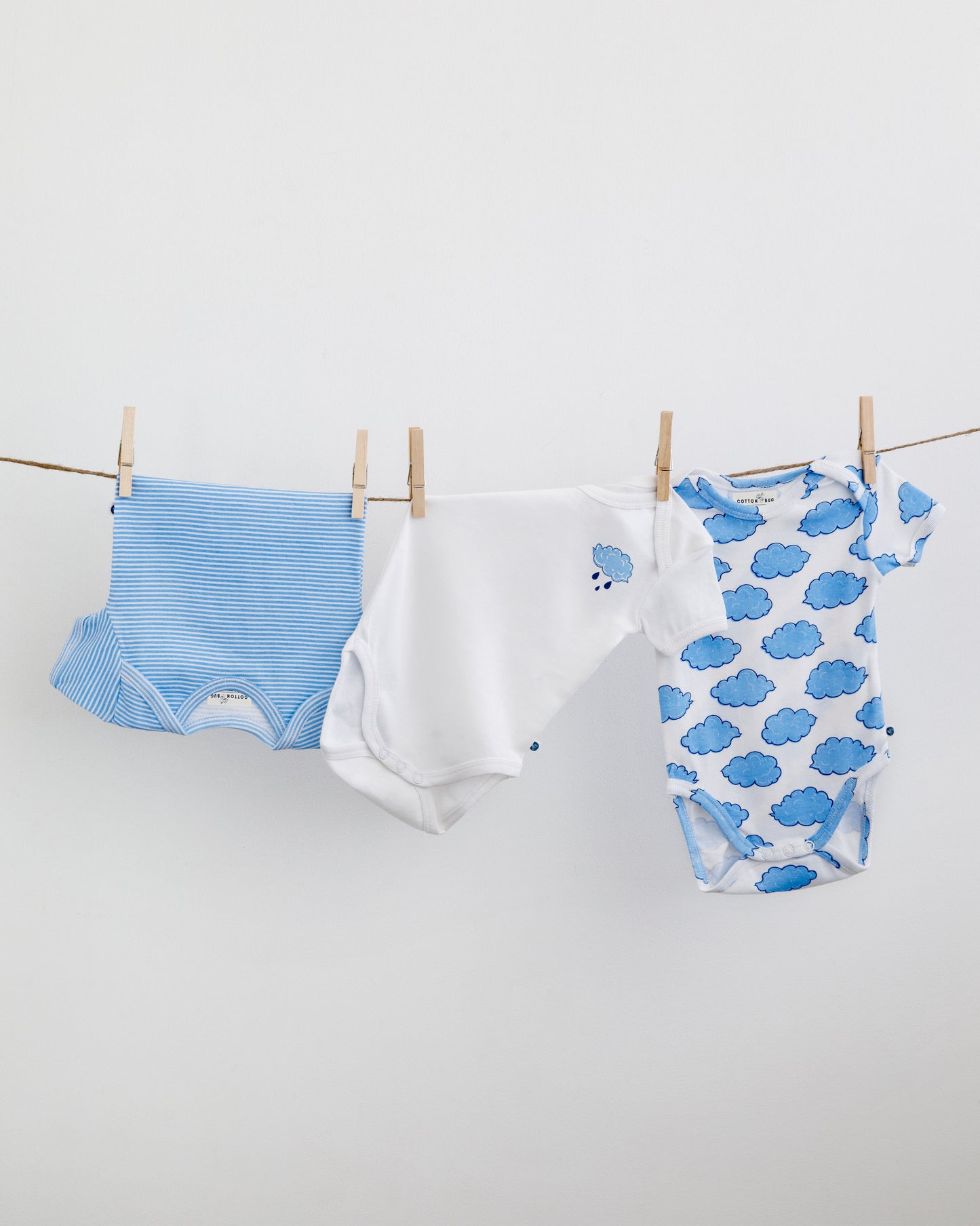 CLOUDS - Half sleeve - Organic Baby Romper - Set of 3