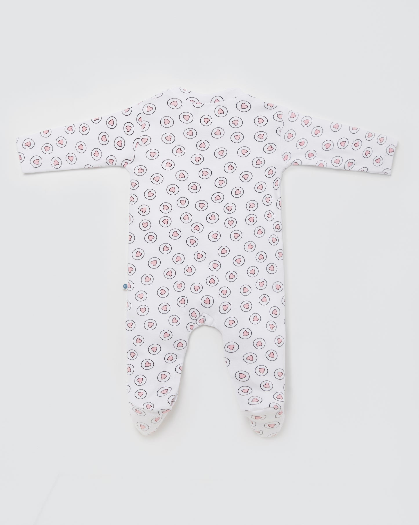 HEARTS - Full Pyjama Organic Baby Romper