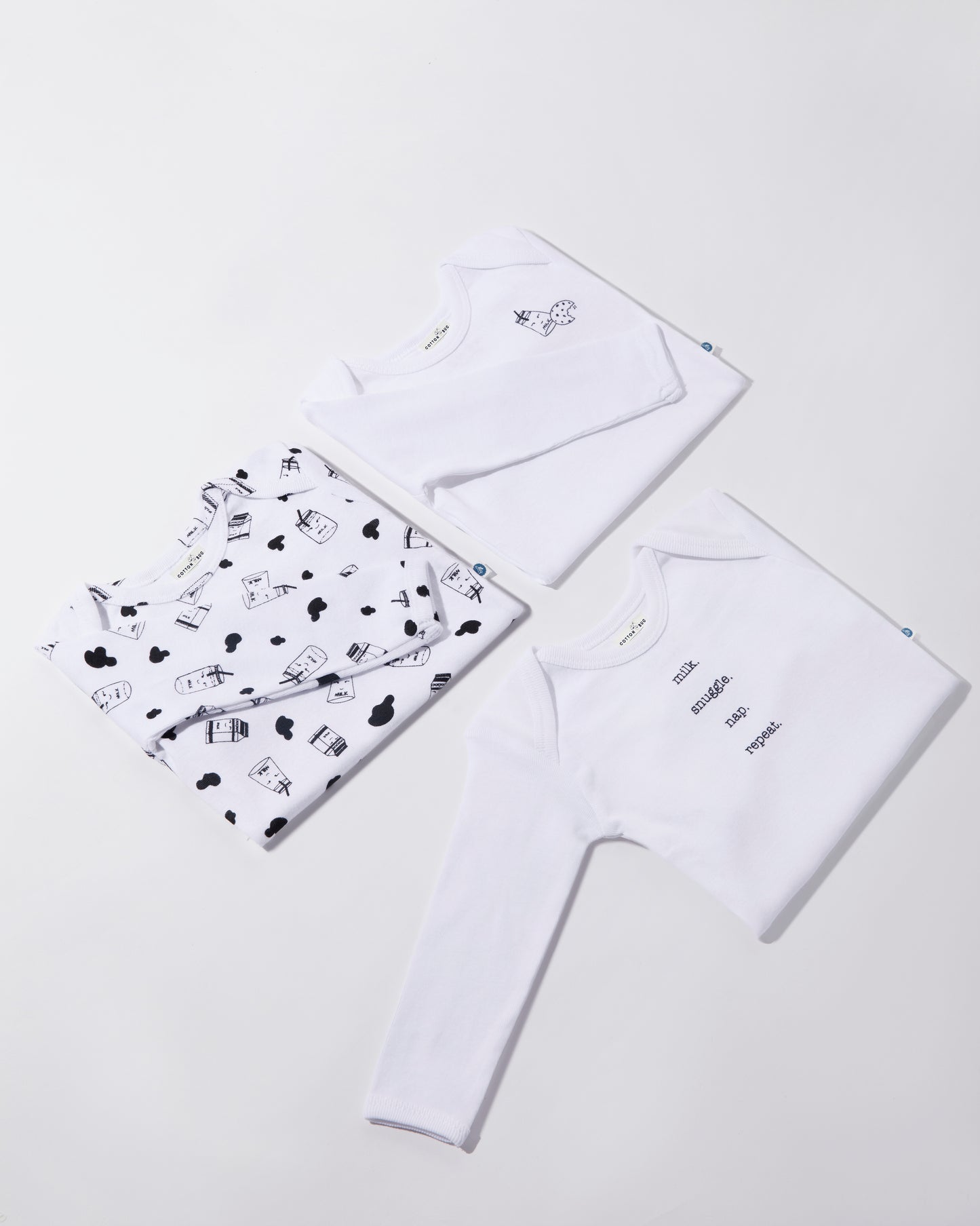 MILK - Full sleeve - Organic Baby Romper - Set of 3