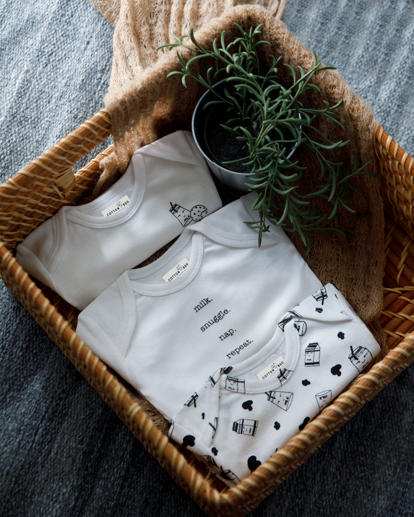 MILK - Full sleeve - Organic Baby Romper - Set of 3