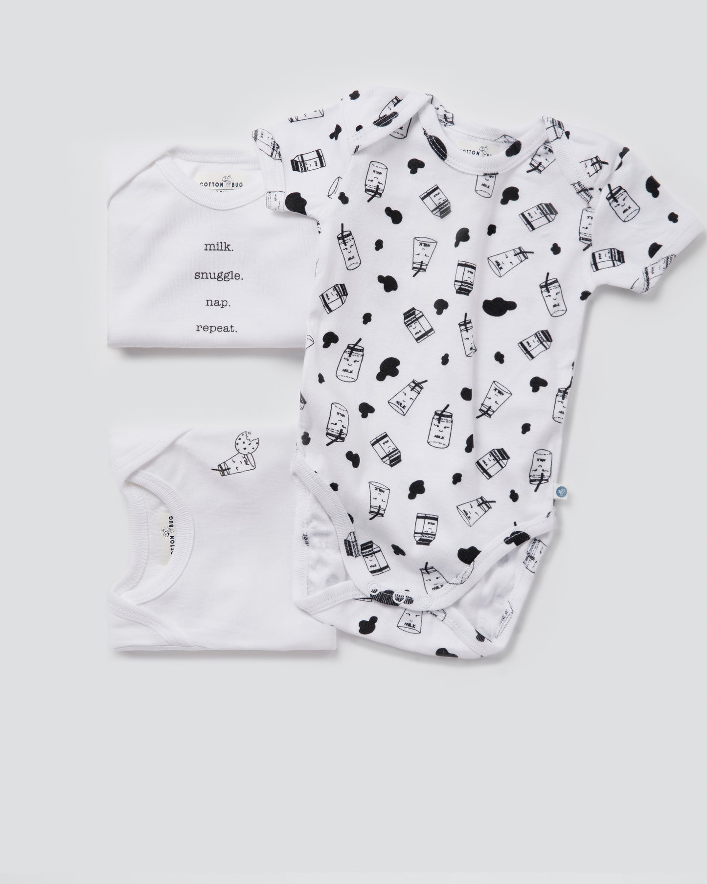 MILK - Half Sleeve - Organic Baby Romper - Set of 3