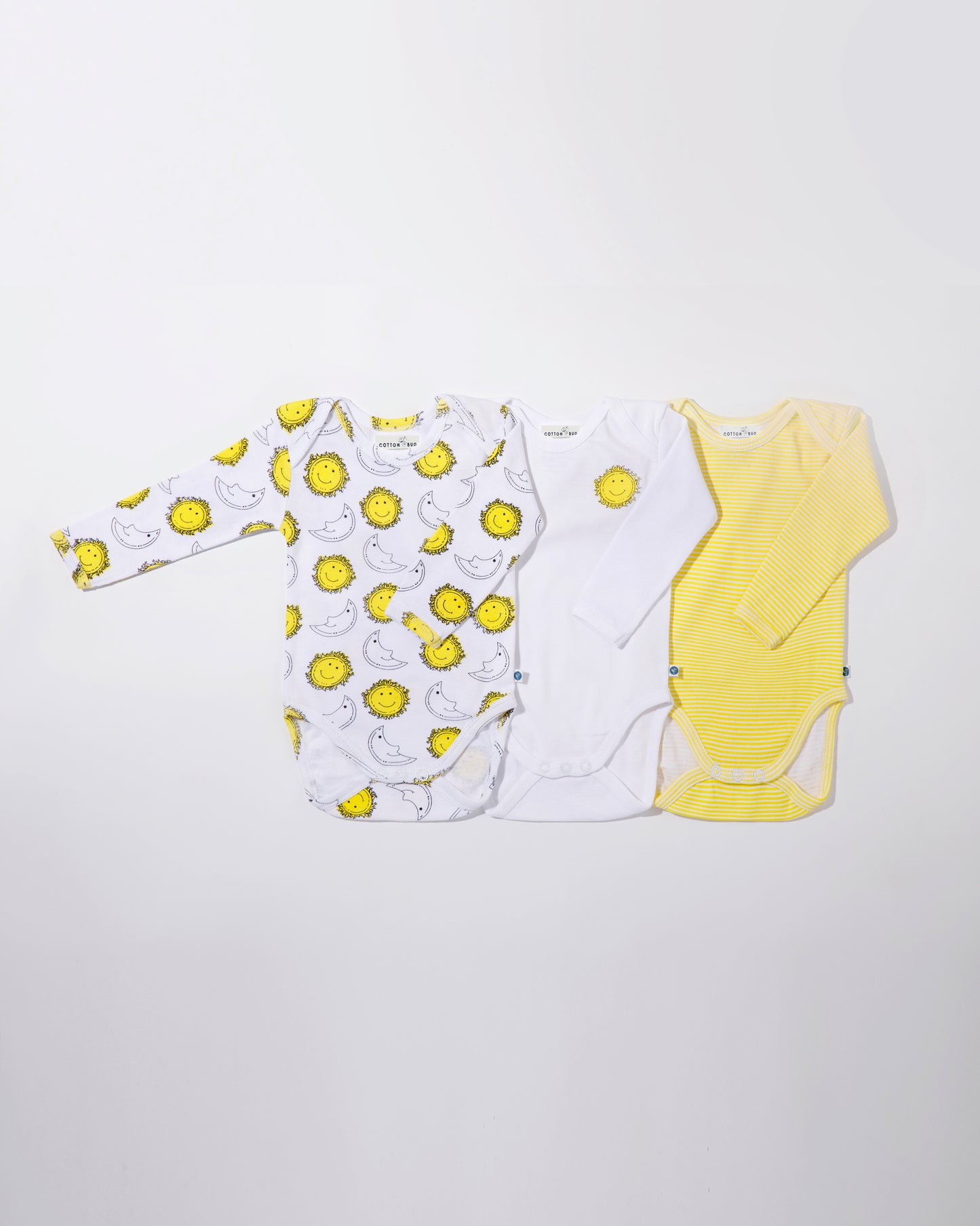 SUN & MOON - Full sleeves - Organic Baby Romper - Set of 3