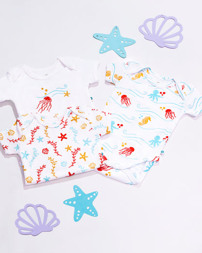 SEA WORLD - Half Sleeve - Organic Baby Romper - Set of 3