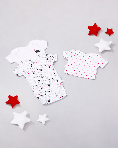STARS - Half Sleeve - Organic Baby Romper - Set of 3