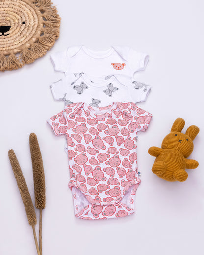 TEDDY - Half Sleeve - Organic Baby Romper - Set of 3