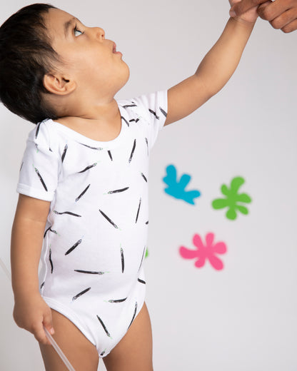 ART SPLASH - Half Sleeve - Organic Baby Romper - Set of 3