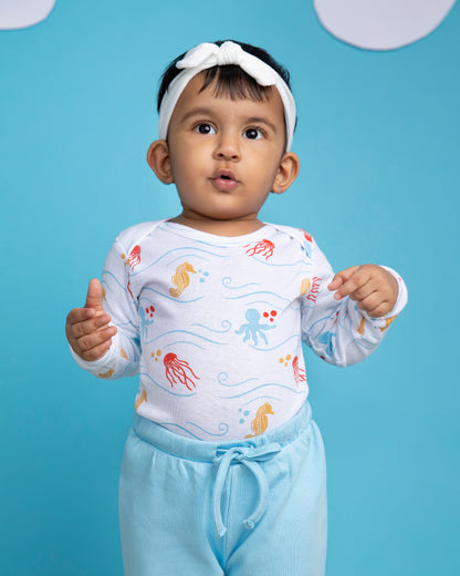 SEA WORLD - Full Sleeve - Organic Baby Romper - Set of 3