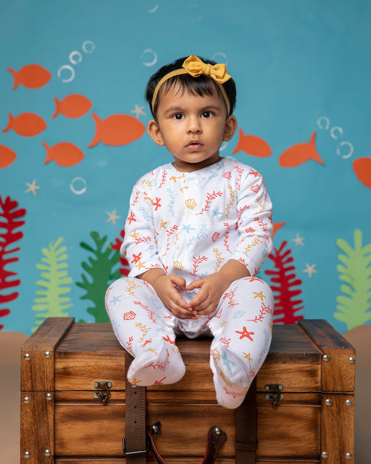SEA WORLD - Full Pyjama Organic Baby Romper
