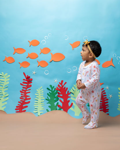 SEA WORLD - Full Pyjama Organic Baby Romper