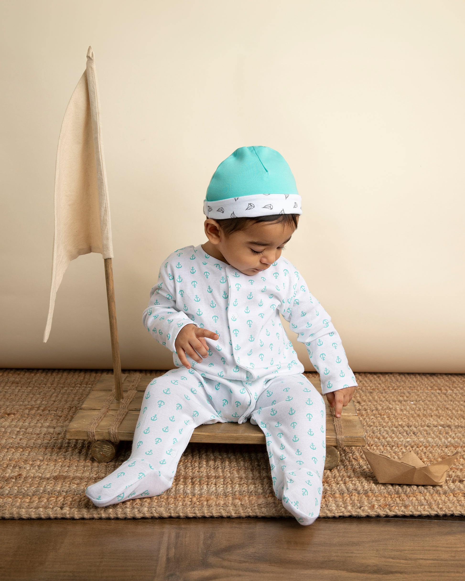 ANCHOR Full Pyjama Organic Baby Romper – Cotton Bug