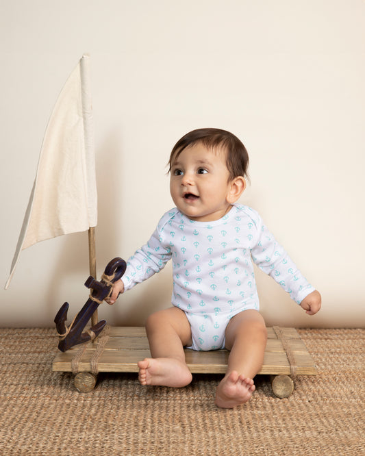 ANCHOR - Full Sleeve - Organic Baby Cotton Romper - Set of 3