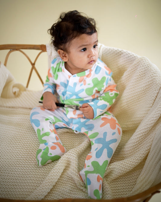 ART SPLASH - Full Pyjama Organic Baby Romper