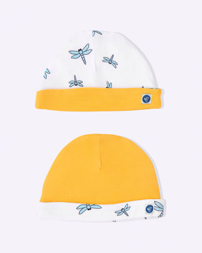 DRAGONFLY - Organic Baby Cotton Caps - Set of 2