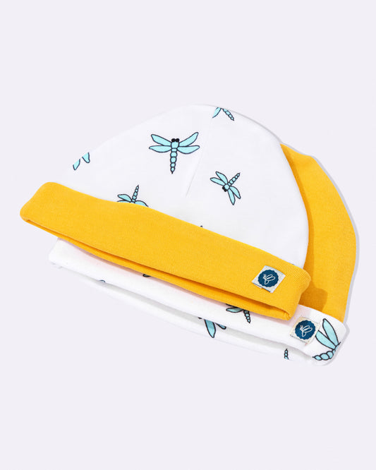 DRAGONFLY - Organic Baby Cotton Caps - Set of 2