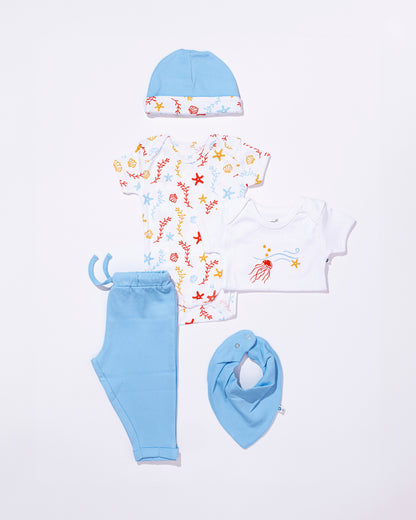 SEA WORLD - Half Sleeve - Organic Baby Romper - Set of 3
