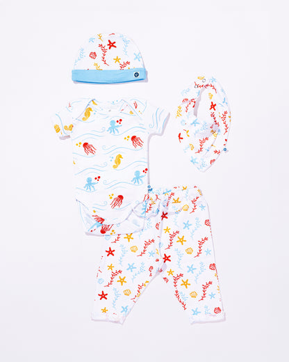 SEA WORLD - Half Sleeve - Organic Baby Romper - Set of 3