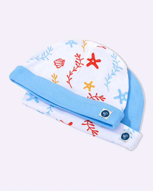 SEA WORLD - Organic Baby Cotton Caps - Set of 2
