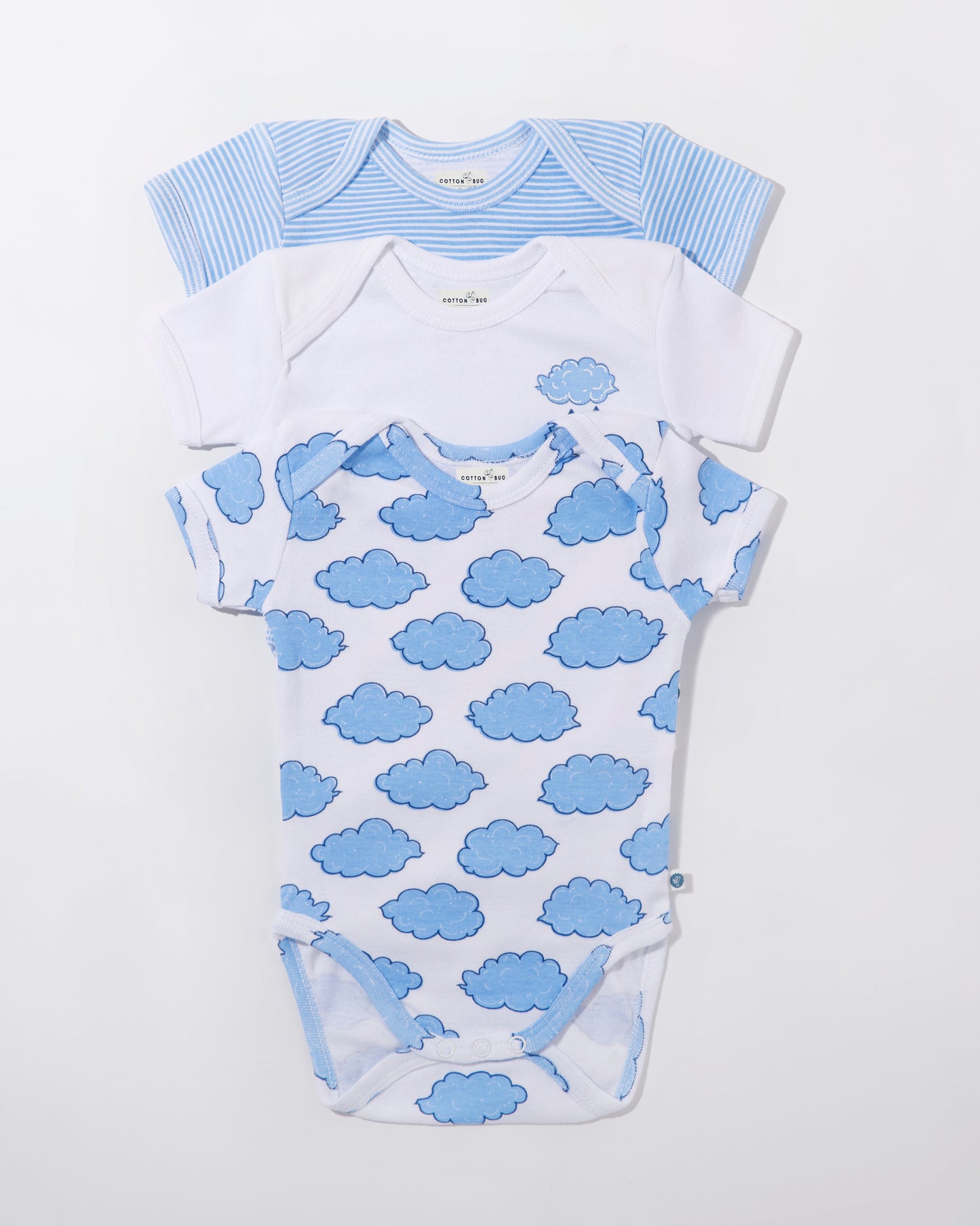 CLOUDS - Half sleeve - Organic Baby Romper - Set of 3