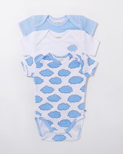 CLOUDS - Half sleeve - Organic Baby Romper - Set of 3