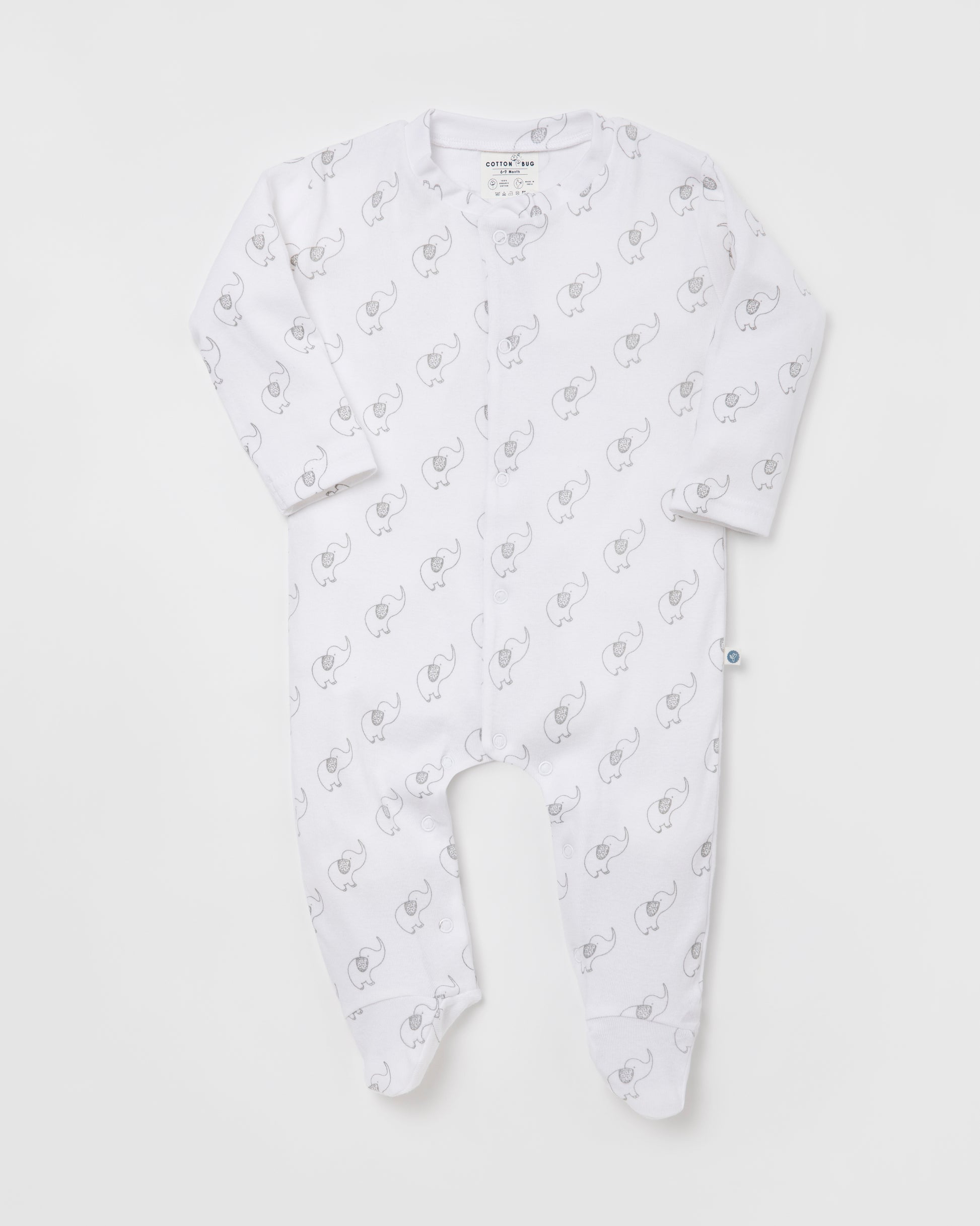 ELEPHANT - Full Pyjama Organic Baby Romper – Cotton Bug