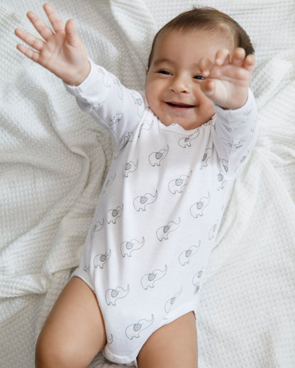 ELEPHANT - Full sleeve - Organic Baby Romper - Set of 3
