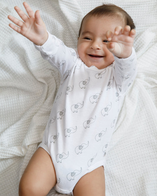 ELEPHANT - Full sleeve - Organic Baby Romper - Set of 3