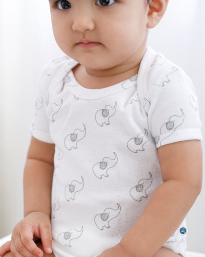 ELEPHANT - Half sleeve - Organic Baby Romper - Set of 3