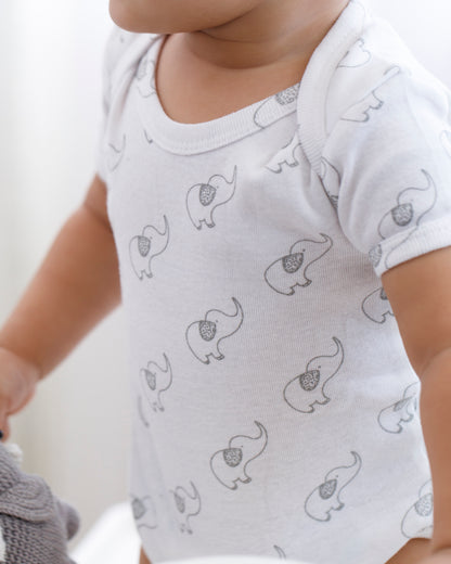 ELEPHANT - Half sleeve - Organic Baby Romper - Set of 3
