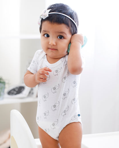 ELEPHANT - Half sleeve - Organic Baby Romper - Set of 3