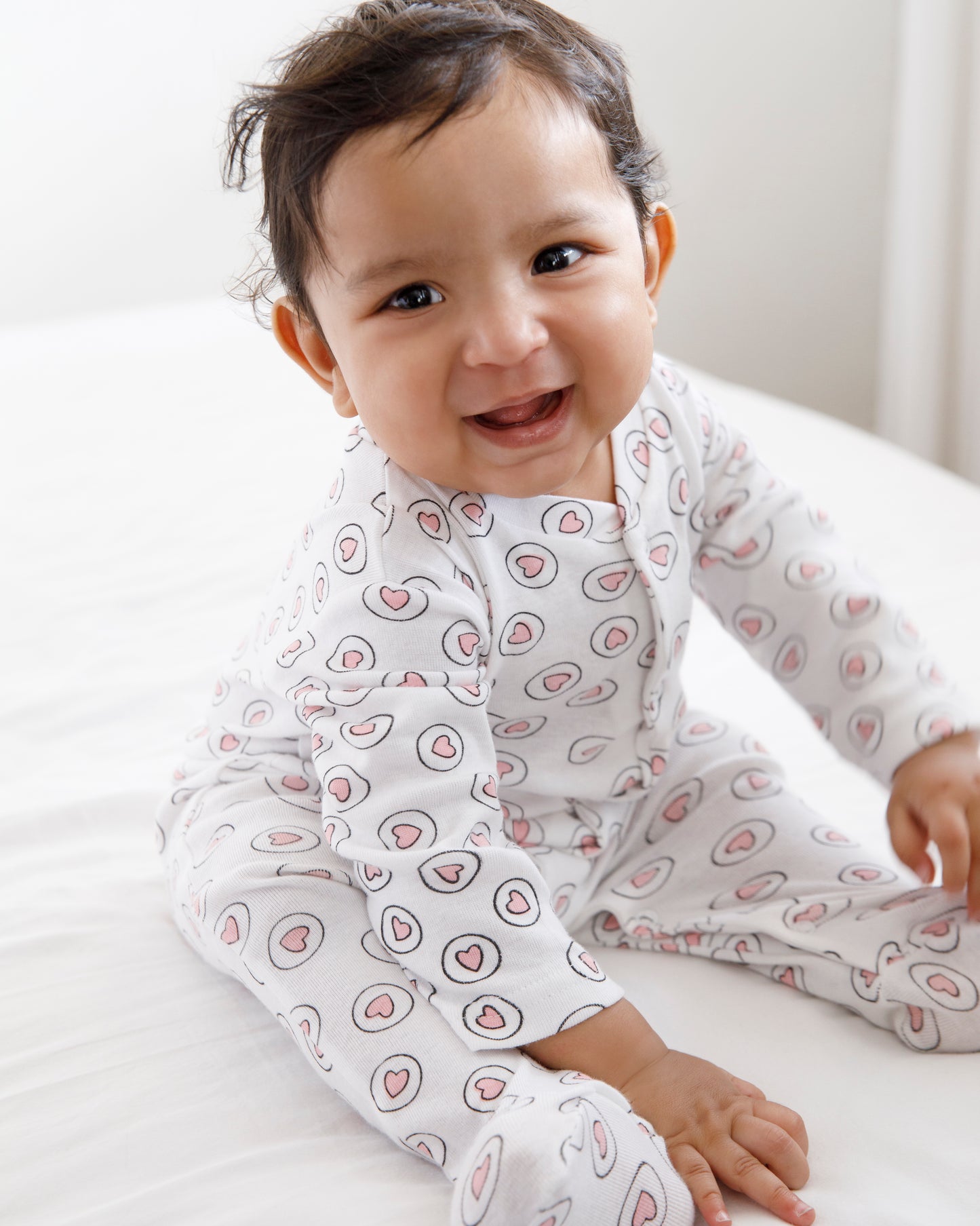 HEARTS - Full Pyjama Organic Baby Romper