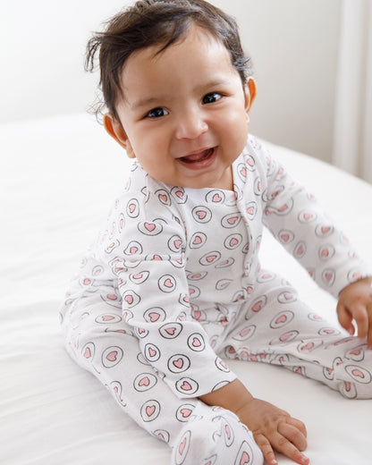 HEARTS - Full Pyjama Organic Baby Romper