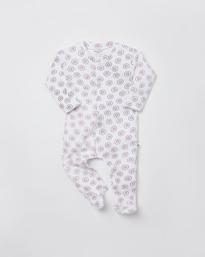 HEARTS - Full Pyjama Organic Baby Romper