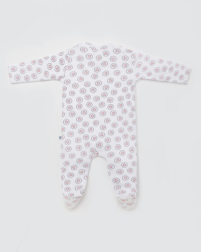 HEARTS - Full Pyjama Organic Baby Romper