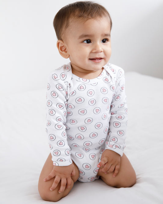 HEARTS - Full sleeve - Organic Baby Romper - Set of 3