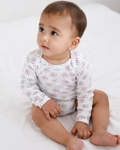 HEARTS - Full sleeve - Organic Baby Romper - Set of 3