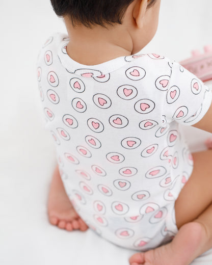 HEARTS - Half sleeves - Organic Baby Romper - Set of 3