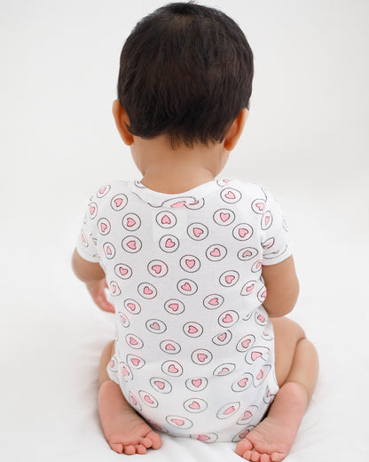 HEARTS - Half sleeves - Organic Baby Romper - Set of 3
