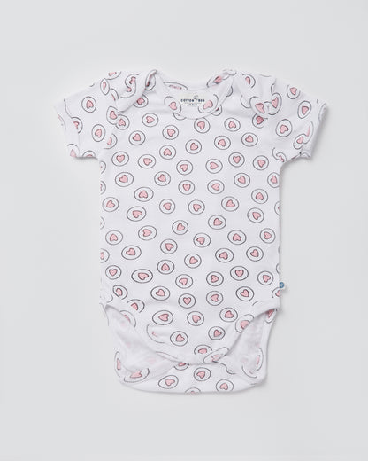 HEARTS - Half sleeves - Organic Baby Romper - Set of 3