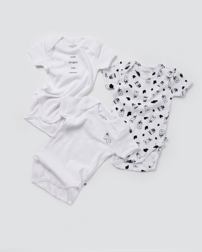 MILK - Half Sleeve - Organic Baby Romper - Set of 3